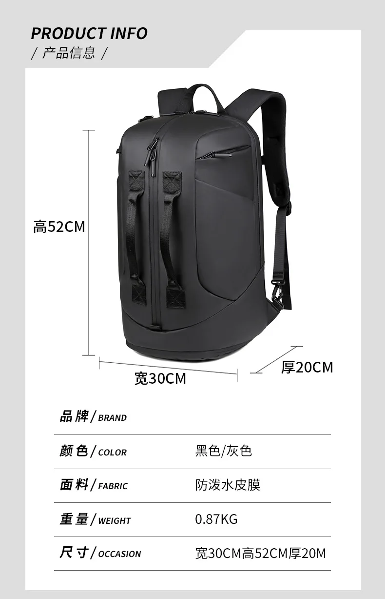 Waterproof Laptop Backpack for Men with Shoe Compartment Large Capacity Business Travel Hand Carry
