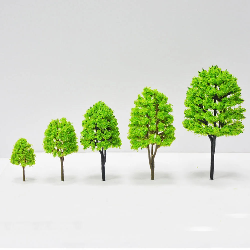 10 PCS Small Tree Model Sand Table Decor Lifelike Manual Scene Plastic Street Simulated Vivid Ornament Child Landscape