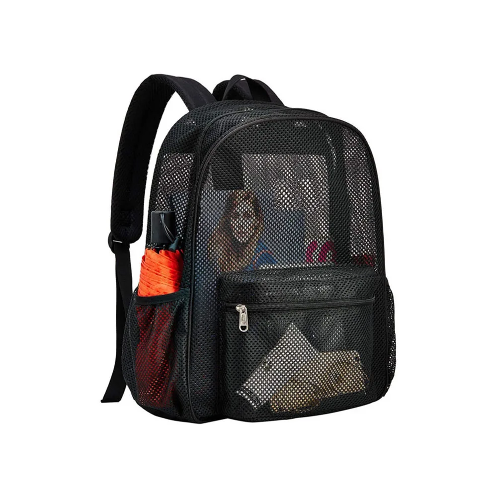 Heavy Duty Semi-Transparent Mesh Backpack See Through College Student Backpack