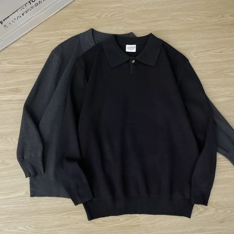 

Fall Winter V-Ne Knitted Sweater Cardigan Men's Color Casual Sle American Retro Lazy Faion Outerwear Coat