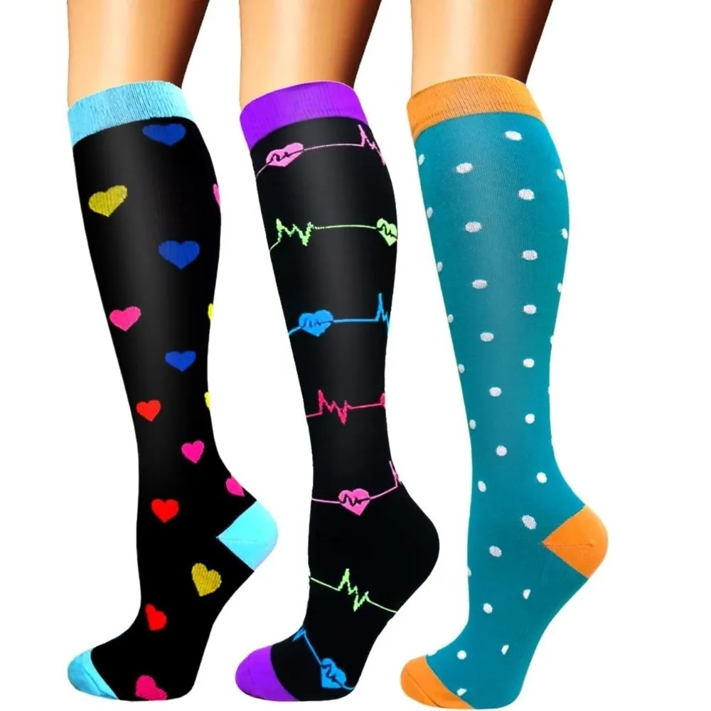 3 Pairs Elastic Compression Socks Comfortable Swelling Reduction Compression Hosiery Varicose Vein Relief Calf Stockings