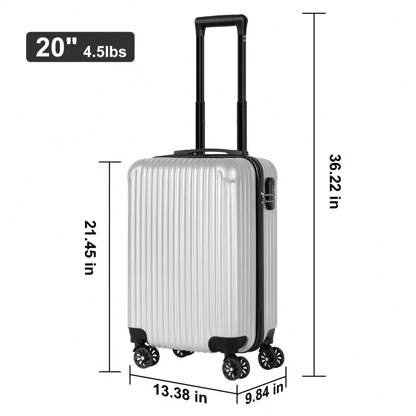 Vertical Stripe Style 20-Inch Luggage, Equipped With Swivel Silent Wheels, A Travel Suitcase That Doesn't Require Checking In, A