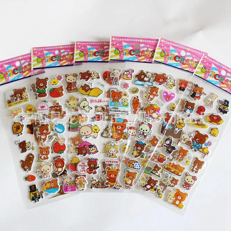 12Sheets Cartoon Rilakkuma Bubble Stickers Kawaii Anime Three Dimensional 3D Puffy Bulk Sticker Kids Girls DIY Toys Sticker Gift view 4