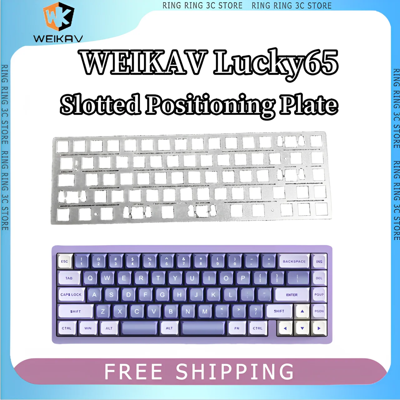 WEIKAV Lucky65 Mechanical Customized PC Slotted Positioning Plate 68 Layouts Gaming Keyboard Accessories Pc Gamer Accessories