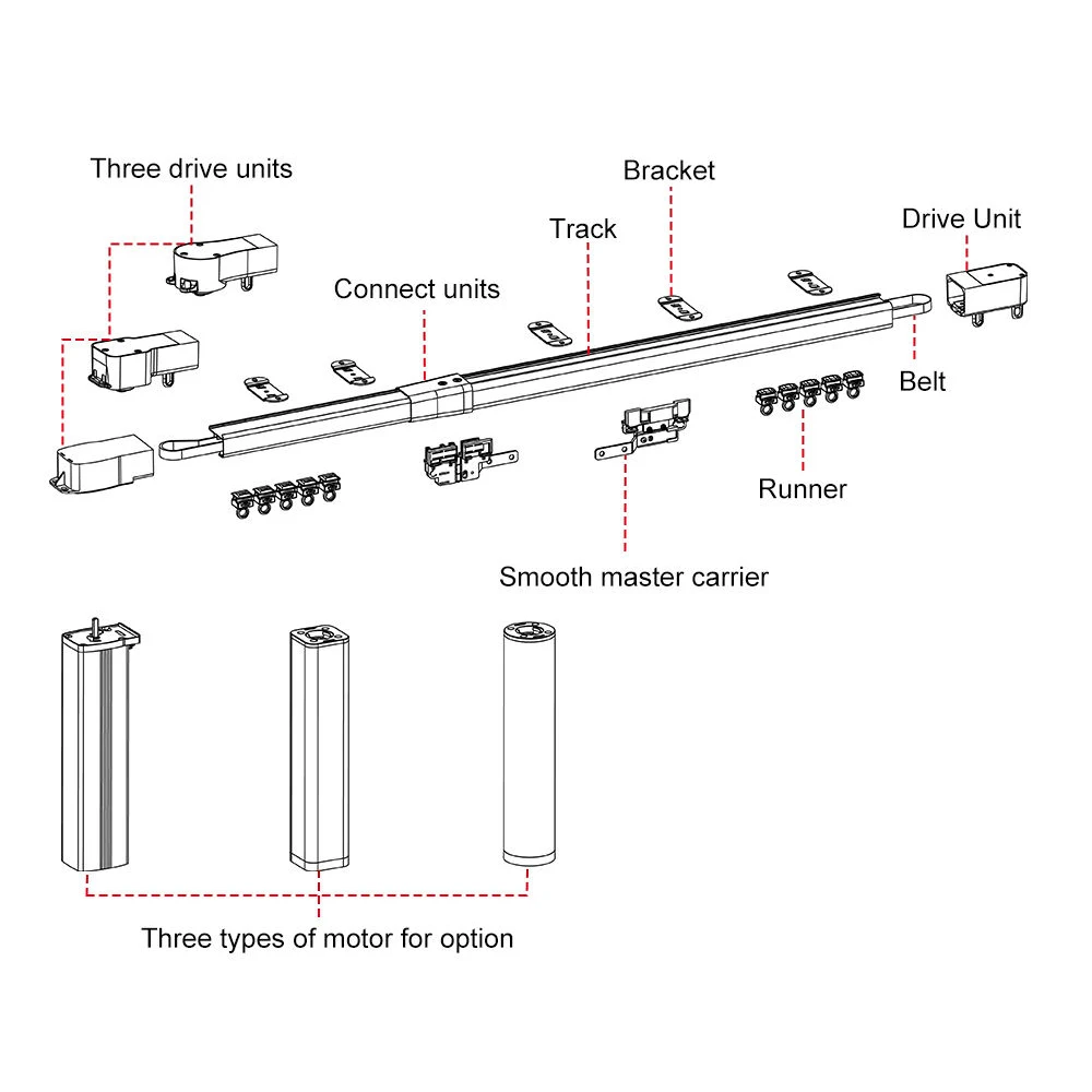 Motorized Curtain Track Accessories 1.2m-4.5m Extendable Smart Curtain Poles Tracks