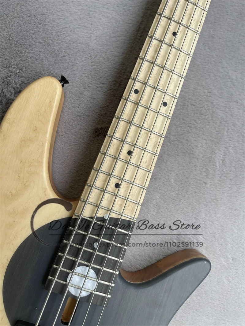 5 String Bass Guitar Yin-Yang Taiji Bass Rosewood Solid Wood Finch Eyes Maple Neck Fixed bridge Black Tuner Active Battery