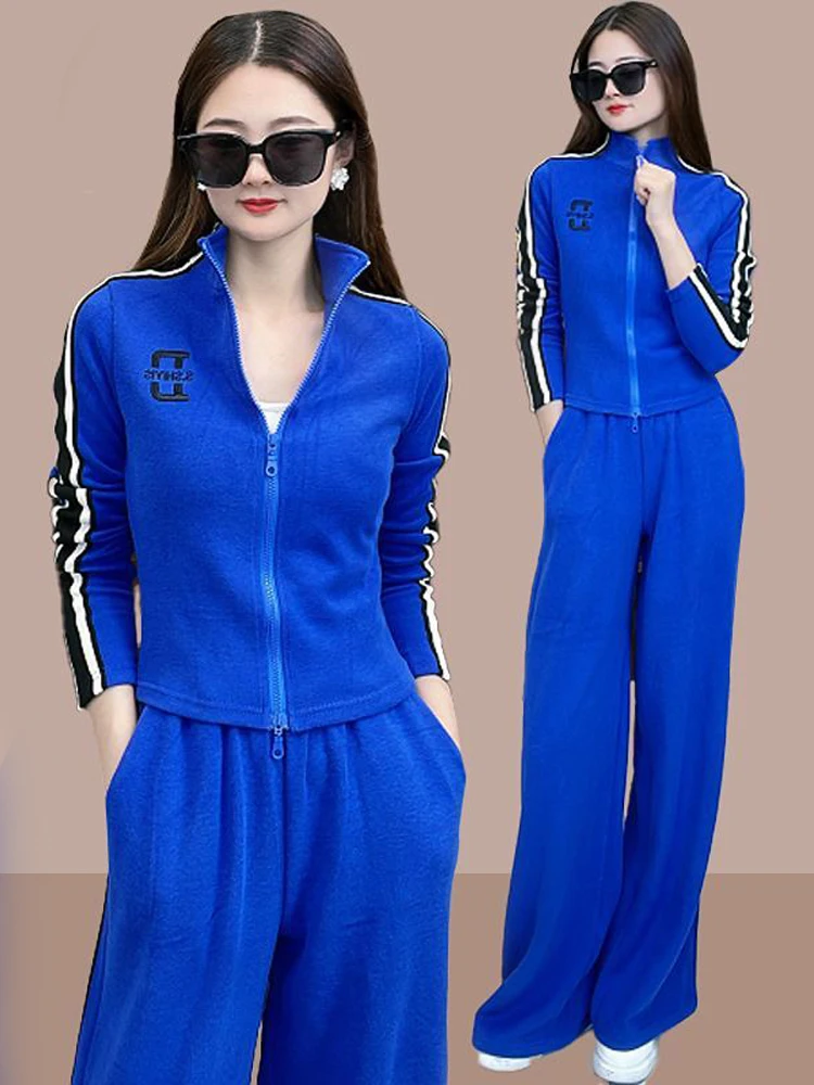 

Faionable Sportswear Set Women's Wide Leg Pants Sweatirt Two Piece Suite Casual Sportswear Spring Autumn New Arrival