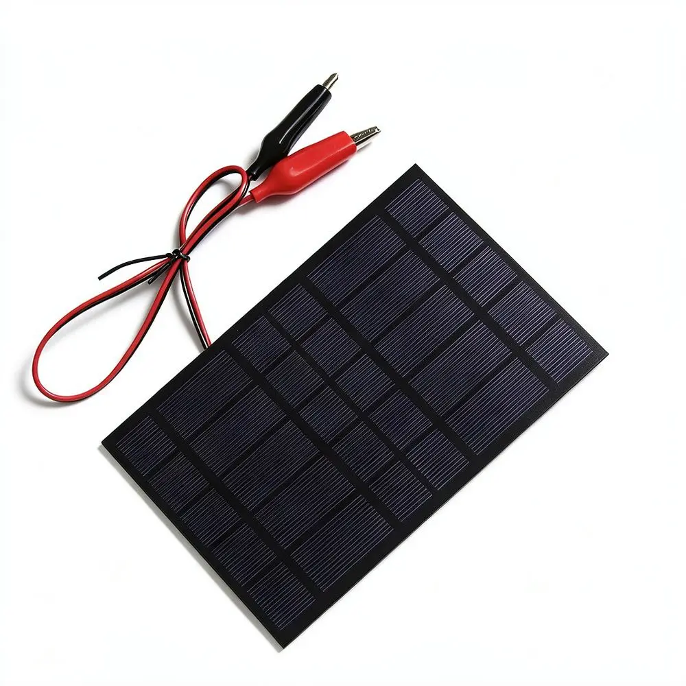 Mini Solar Panel 5V 2_5W Power Charger With Crocodile Clips For DIY Projects Portable Energy Source For Small Electronics