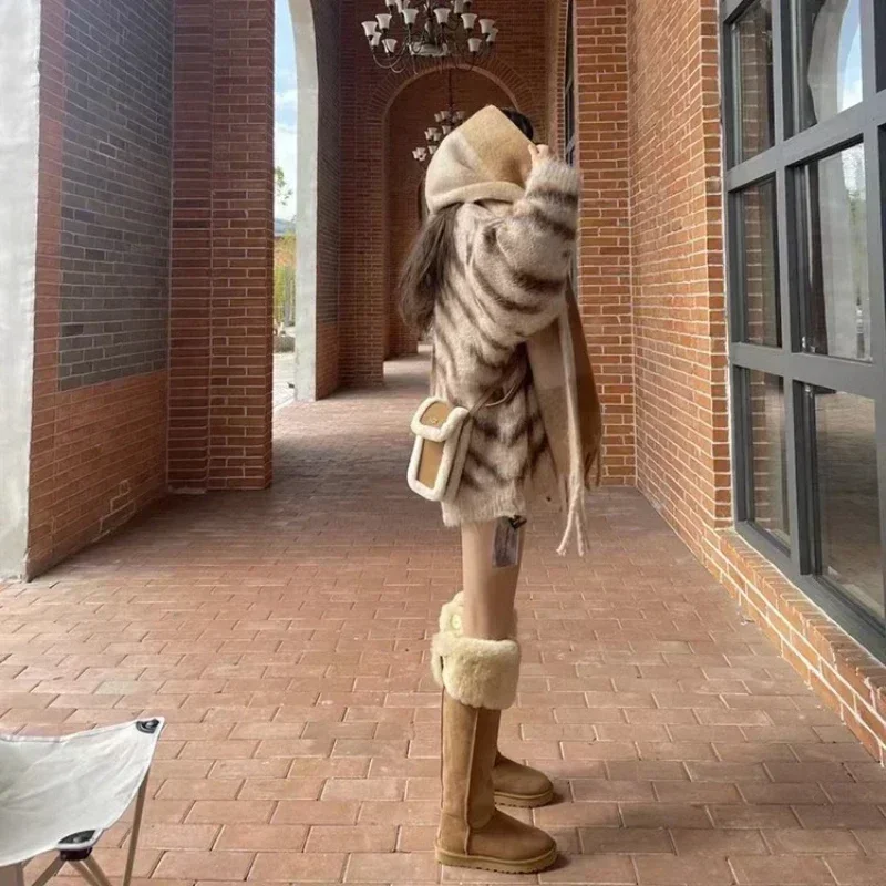 Platform Lamb Hair Snow Boots for Women Autumn Winter New High Tube Fur Integrated Warm Plush Boots Cotten Shoes 2024