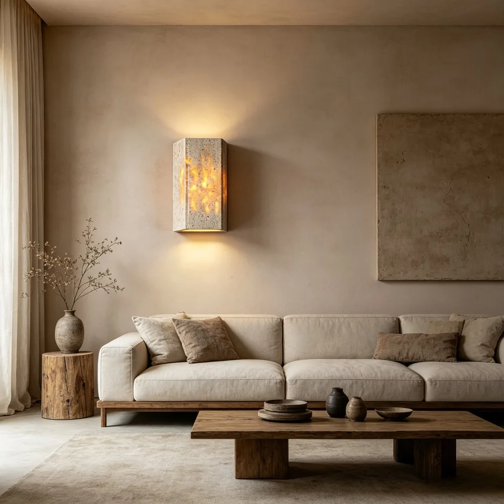 Japanese Wabi-sabi Style Bedroom Bedside Wall Lamp Yellow Retro Style Outdoor Waterproof Decor Lighting for Villas Courtyards