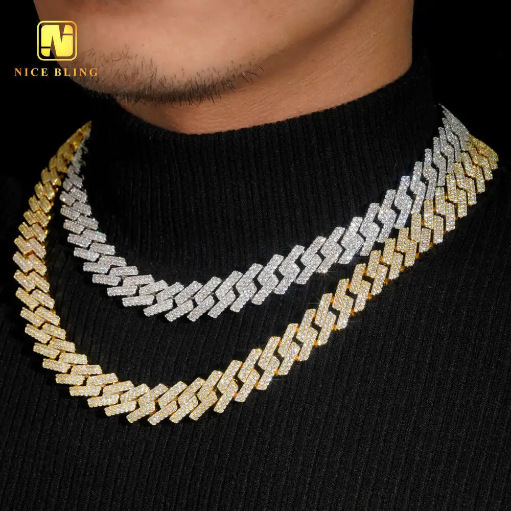 

18k Gold Plated Factory Price 15mm Cuban Link Chains Men Fashion Brass Jewelry 5a Cz Diamond Cuban Chain Pendant Necklaces