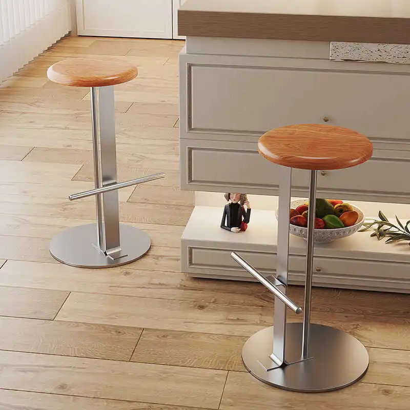 Sillas de Bar de Estilo Nórdico en Negro, Sillas de Bar Contemporáneas y Elegantes para Isla de Cocina, Diseño para Desayuno, Banqueta Alta, Muebles de Cocina