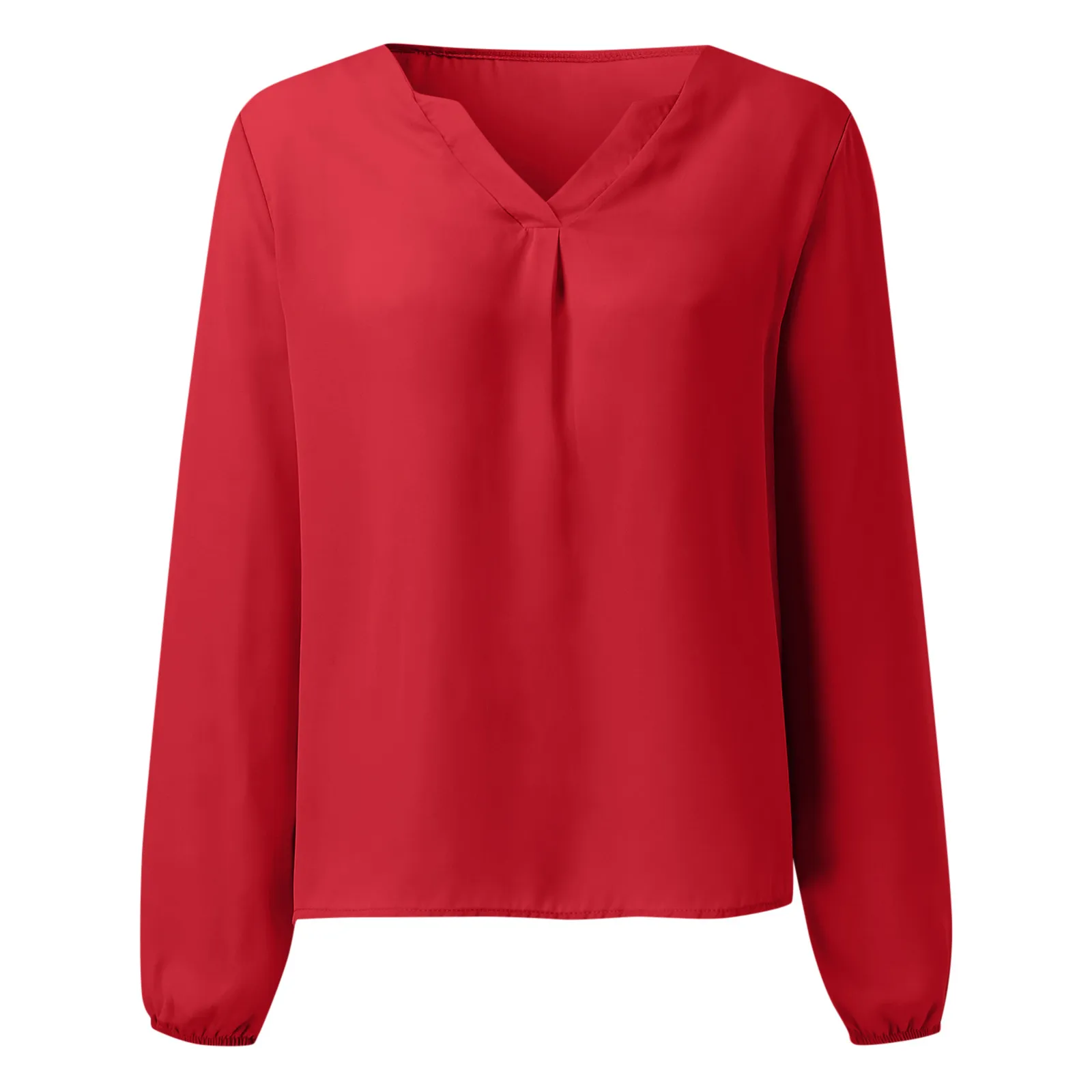 Spring Women\'s Casual Long Sleeve Top Blouse Pullover V-neck Sexy Red Black Shirts Clothes