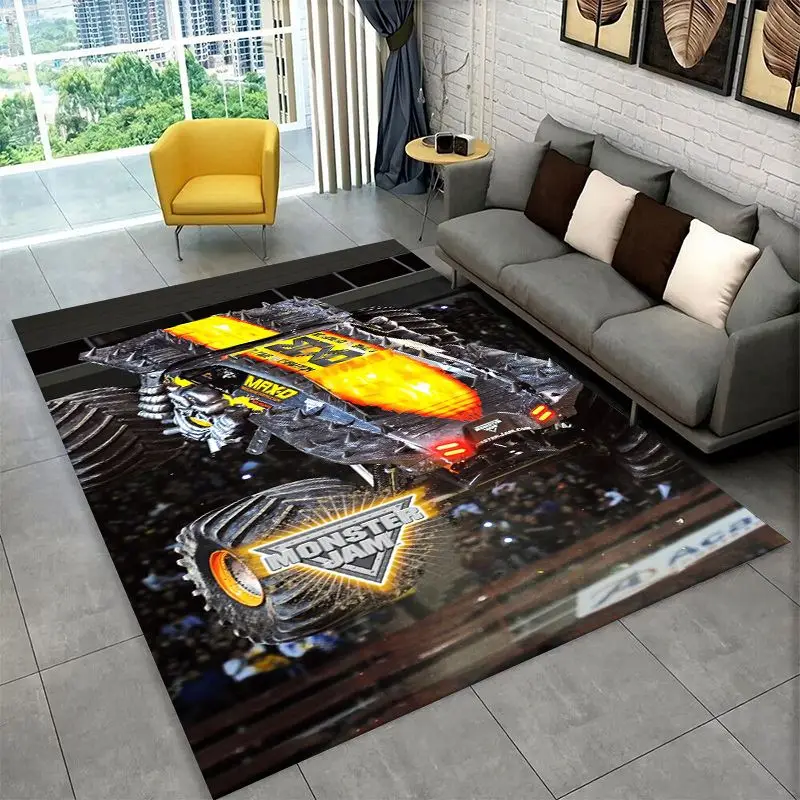 Cartoon Monster Truck Monster Jam Non-Slip Area Rug for Living Room,Bedroom,Playroom,Carpet Floor Mat Home Decor Rug  Room view 4