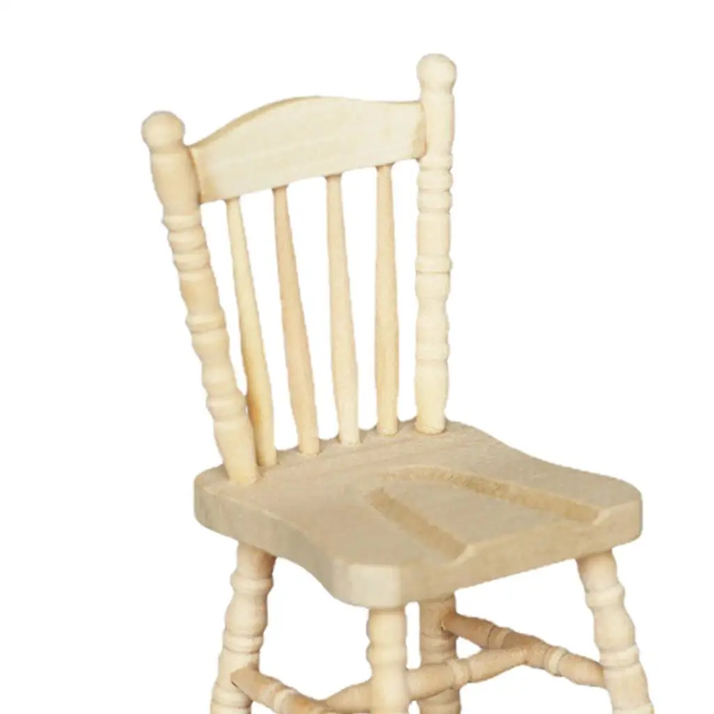 Sedie per bambole in legno Mobili in miniatura artigianali Accessori per case delle bambole in scala 1/12 per sala giochi della casa delle bambole