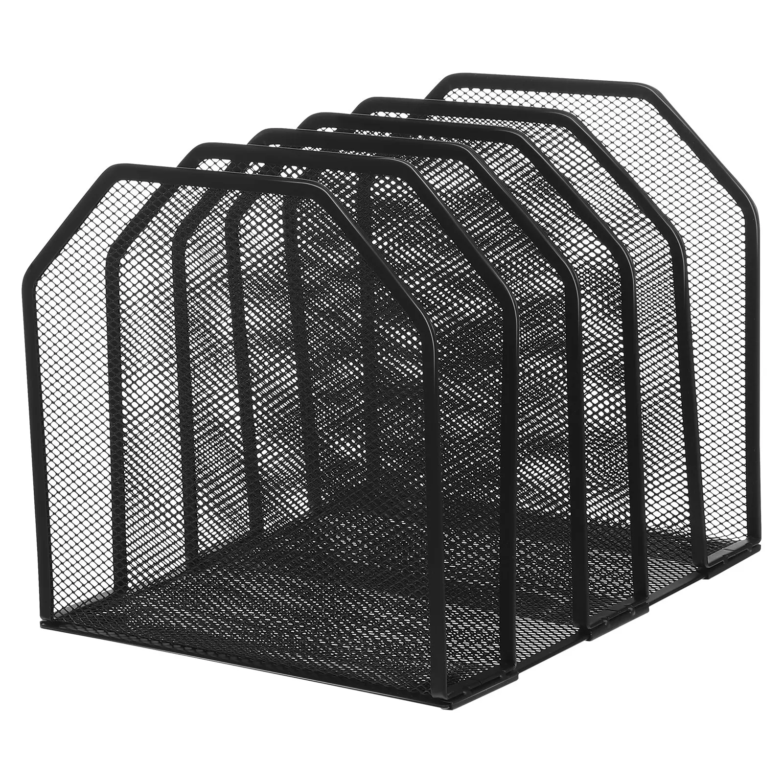 

Metal Mesh Desk For Papers File Holder With 5 Vertical Compartments Space Saving Document Tray For Office Home School Use