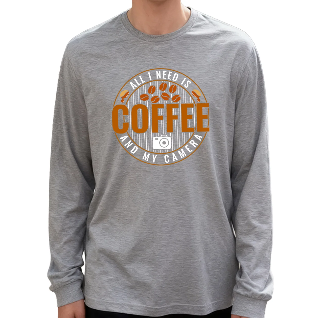 كل ما أحتاجه هو تي شيرت رجالي بأكمام طويلة 180 جرام 100% قطن مطبوع برقبة دائرية ملابس يومية غير رسمية ناعمة وقابلة للتنفس