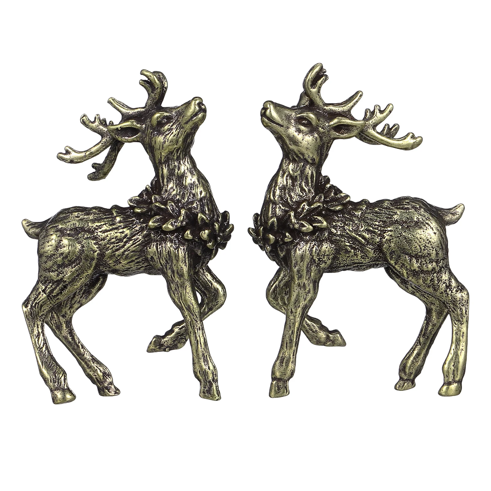 

2Pcs Solid Brass Deer Decor Sika Desktop Ornament Handcrafted Desktop Adornment for Home Office Shop Decoration
