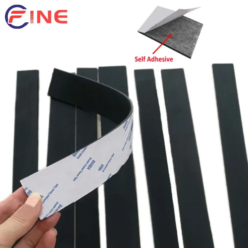 1/2/3Pcs Black Silicone Rubber Strip Self Adhesive Seal Gasket Anti-skid Shock Absorption Sealing Strip Length 30cm/100cm