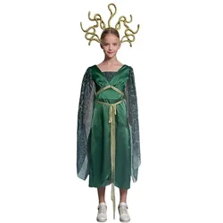 Medusa Performance Costume Halloween Costumes for Children Greek Mythology Cyan Gol Worker Gorgon Cosplay