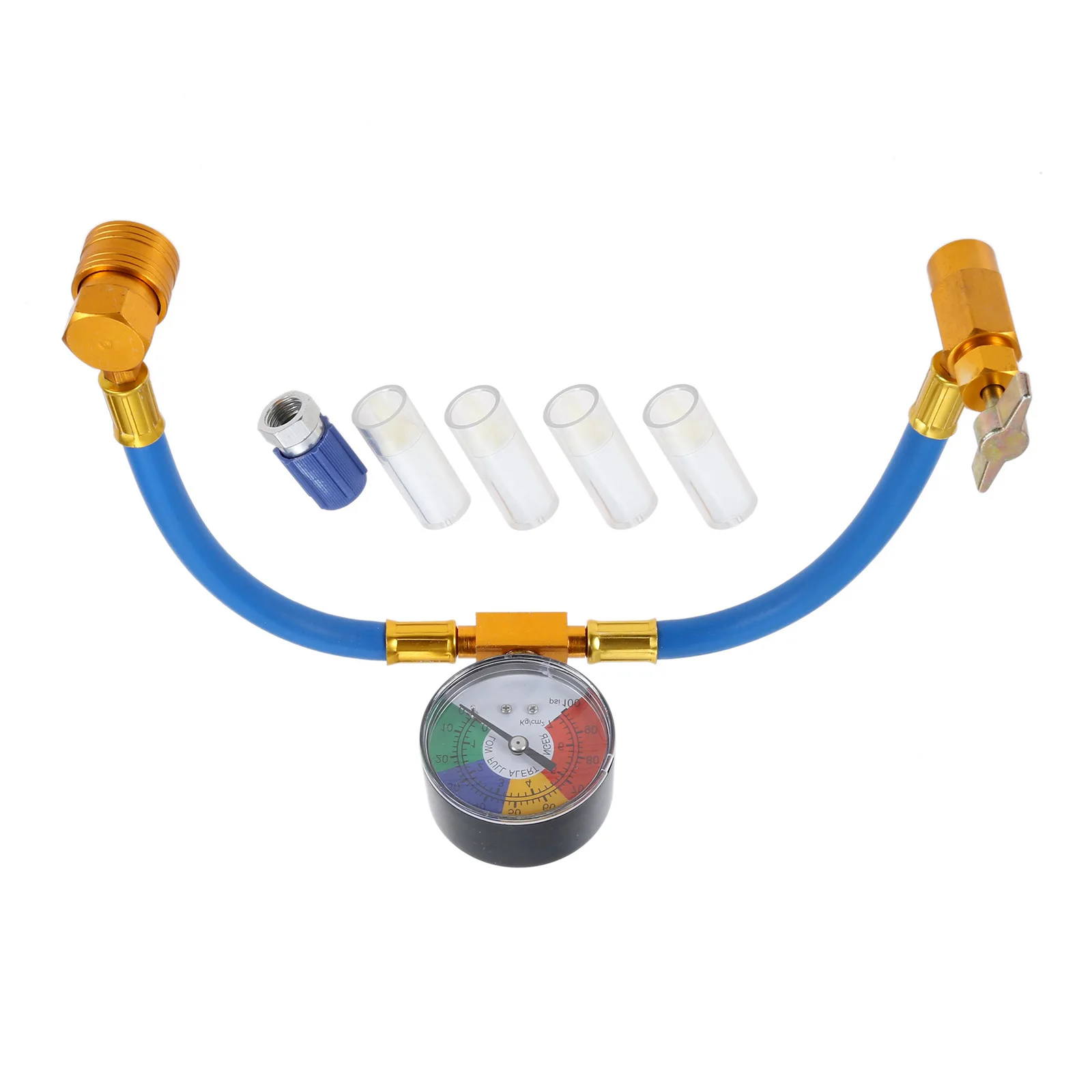 

R134A AC Refrigerant Recharge Hose Kit R12 to R134A Low Pressure Retrofit Valve with Dust Cap, and Oil Detection Cottons