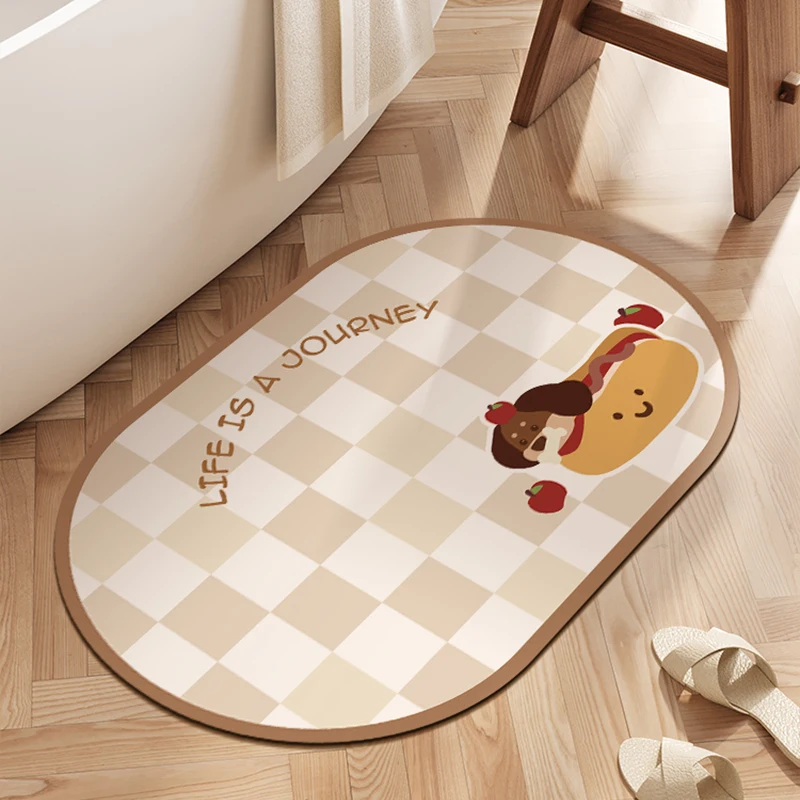 

Batoom Anti-Slip Water Absorbent Mat Qui Dry Silicon Dendroid ower Board Foot Pad Toilet Entrance Door Mat