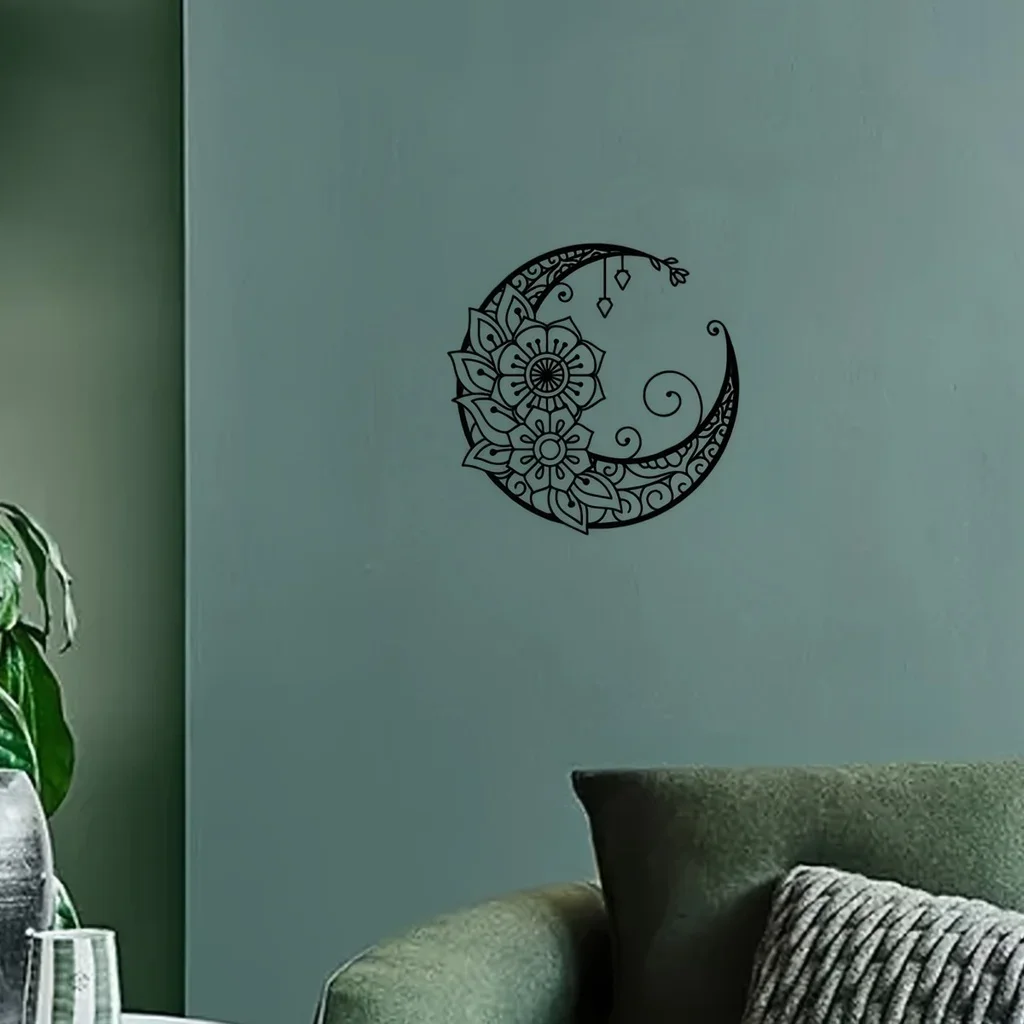 Arte pendurada na parede do tema da lua, Metal preto, decoração Home clássica, decorações internas, sala de estar, decoração Home