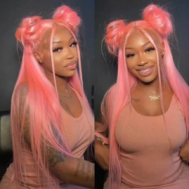 Pink hd lace front wig human hair 100% Glueless Straight Wigs 13x6 hd Lace Frontal for Women Choice Cosplay Clearance on Sale