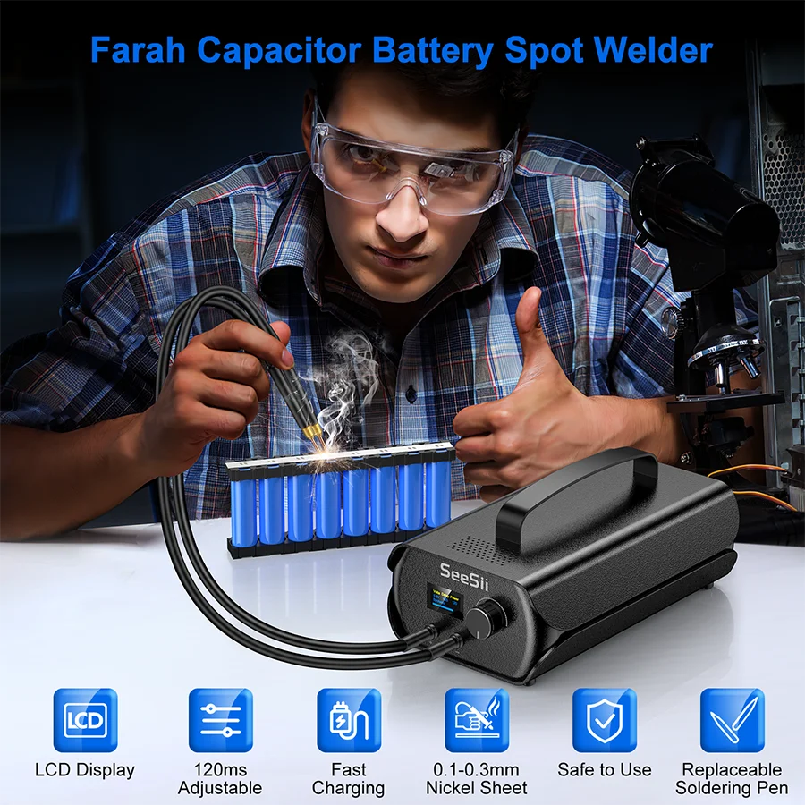 Farad Capacitor Battery Spot Welder 3000F 120 Gears Adjustable Capacitor Energy Storage Portable Spot Welder