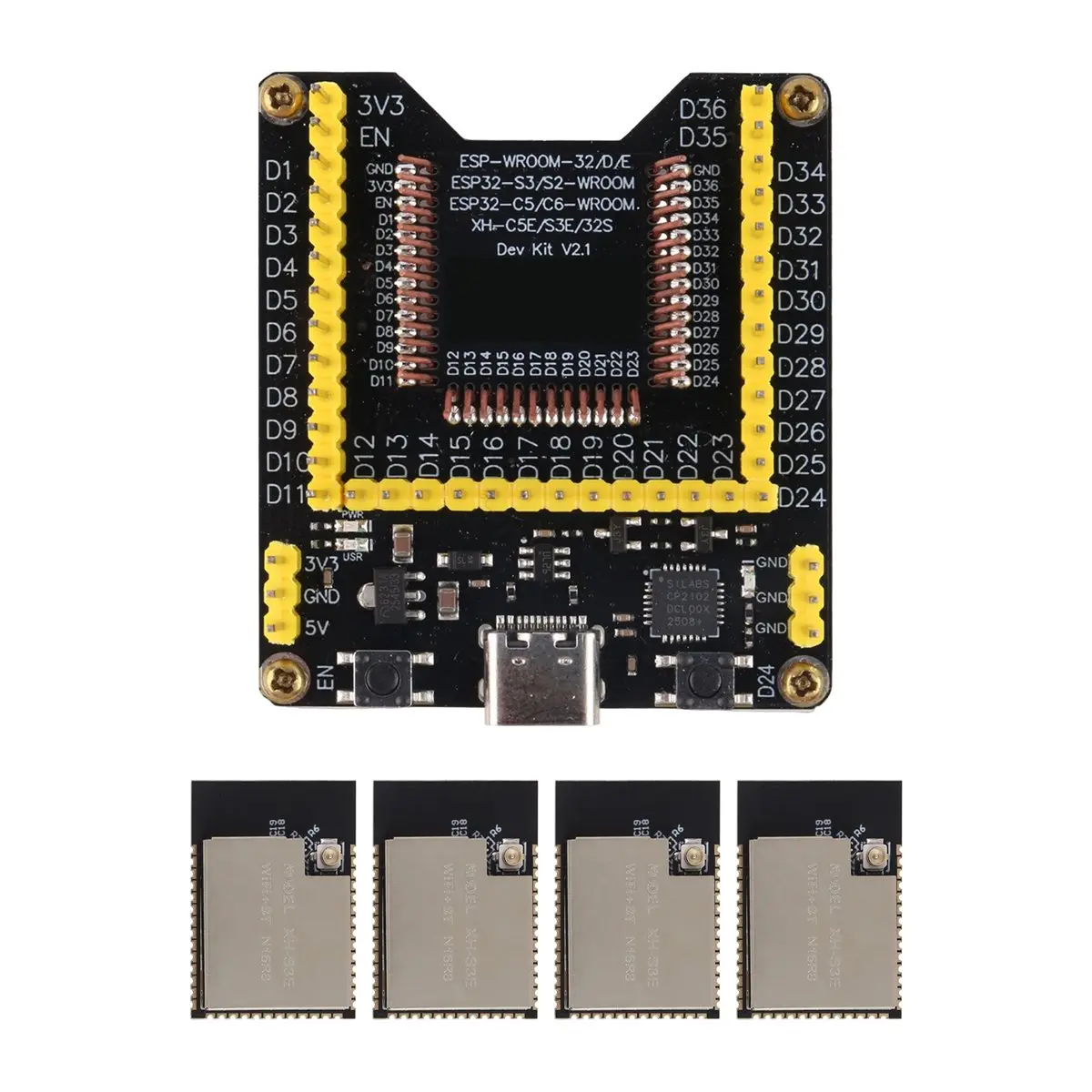 [AC18 Digital]/ Burning Fixture Testing Board with 4 XH-S3E N16R8 Wifi Bluetooth5.0 Module Dual-Core MCU for ESP-32S -