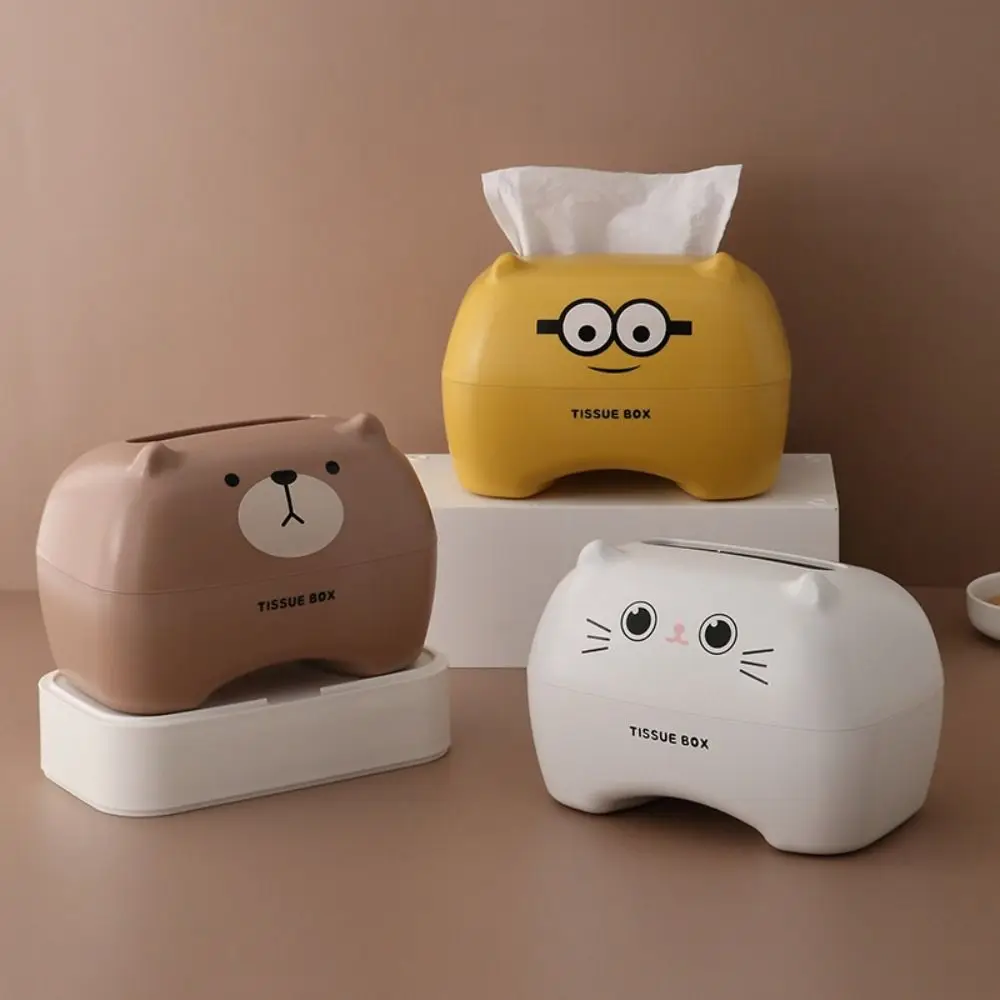 Cartoon Tissue Box New Kawaii Cute Napkin Storage Box Portable Paper Container Bathroom