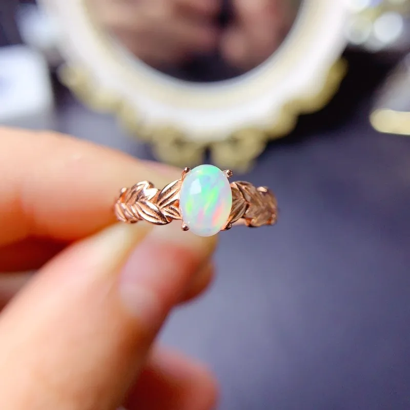 

Simple 925 Silver Natural Opal Ring for Daily Wear 100% Natural Opal Ring Sterling Silver Gemstone Jewelry