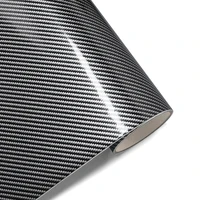 Película de vinilo para revestimiento de coche, pegatina de fibra de carbono brillante 2D para coche, película de cambio de Color negro y plateado, calcomanía sin burbujas, accesorios adhesivos para coche