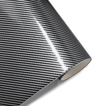 2D Glanzende Koolstofvezel Zwart Zilver Kleurverandering Vinyl Film Car Wrapping Film Auto Sticker Bubble Gratis Decal Auto Accessoires