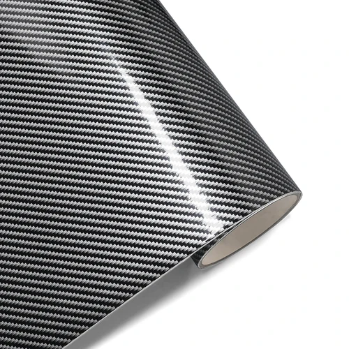 Película de vinilo para revestimiento de coche, pegatina de fibra de carbono brillante 2D para coche, película de cambio de Color negro y plateado, calcomanía sin burbujas, accesorios adhesivos para coche
