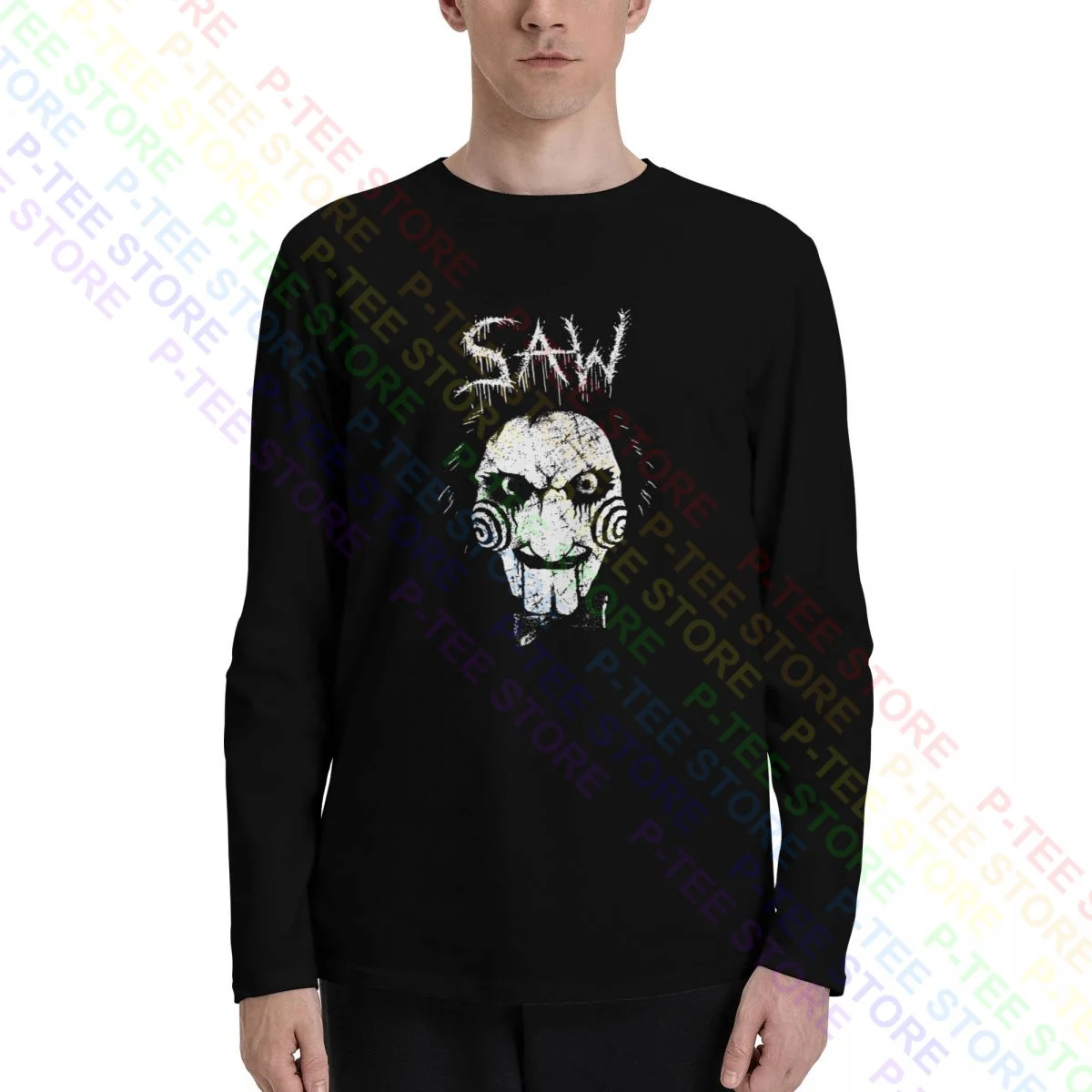 Saw Jigsaw Black Metal Billy The Puppet Gothic Punk Horror Movies Long Sleeve T-Shirts T-shirt Tee Rare Trendy