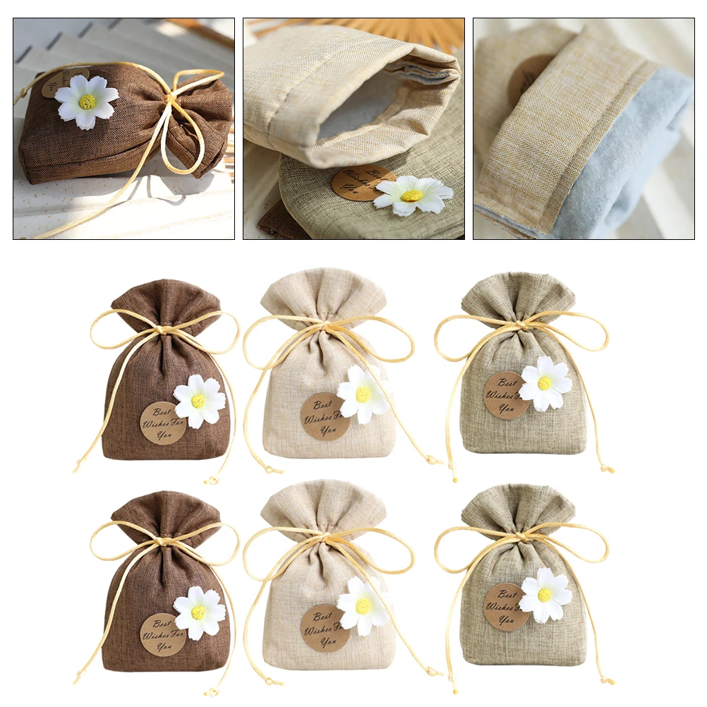 

6 Pcs Bag Lavender Drawstring Wardrobe Freshener Cotton Fragrance Bags Linen Empty Bags Reusable Storage