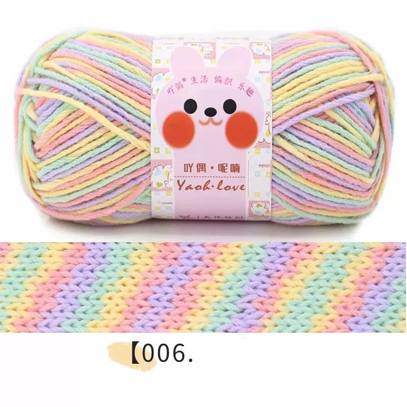 100g/Roll 170M Rainbow Cotton Yarn Segment Byeing 6 Strands Milk Cotton Yarn Threads Hand Knitted Baby DIY Scarves Socks Line