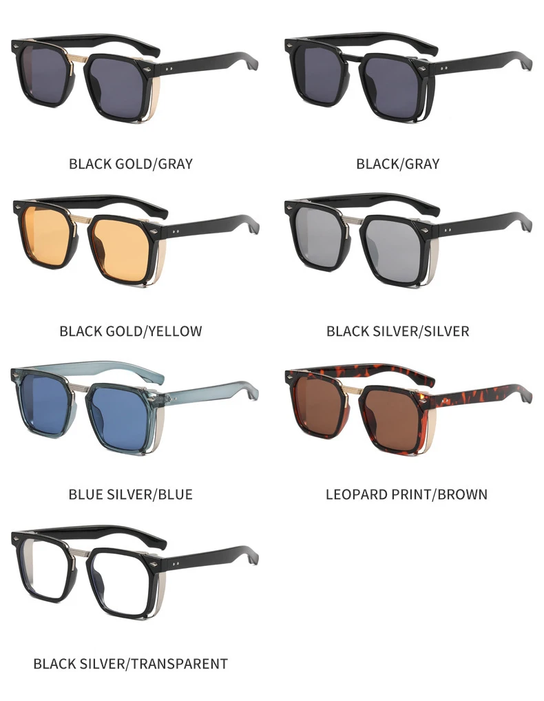 2023 mode Punk Sonnenbrille Für Männer Vintage Platz Steampunk Brille Luxus Sonnenbrille Frauen Trend Sonnenbrille Gafas De Sol – Detail 6