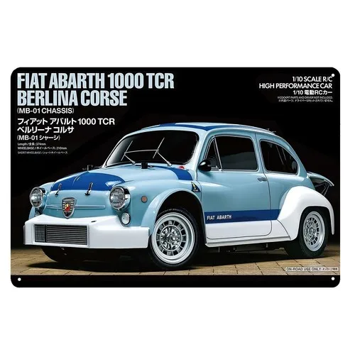 Metallposter Vintage RC-Auto Blechschild Plakette Tamiya Abarth MB01 Boxart-Aluminium