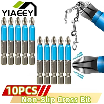 5/10 adet 50mm PH2 çapraz Bit matkap kafa tornavida uçları el aletleri Anti kayma elektrik Hex Shank manyetik tornavida matkap ucu