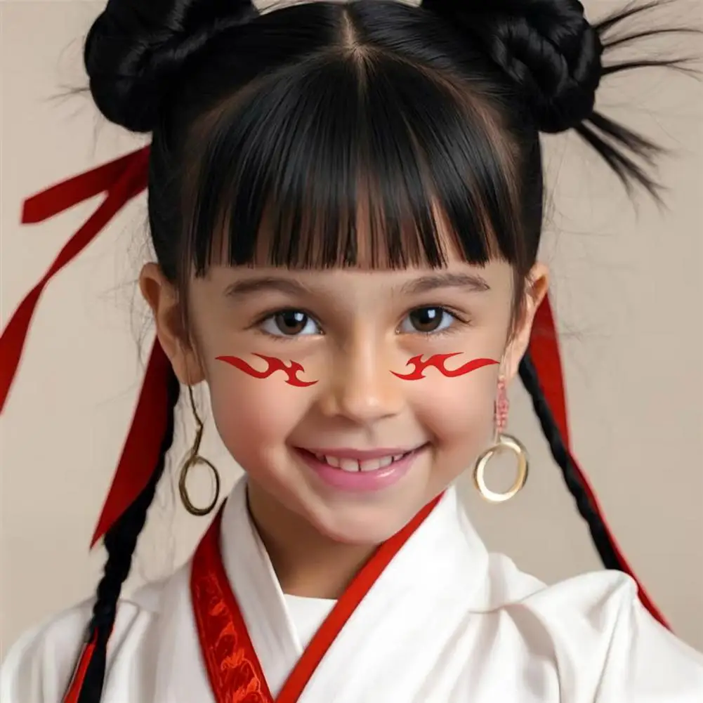 Flame Wave Pattern Stickers Flame Wave Face Sticker Set for Kids Blue Waterproof Decals for Cosplay Performances Washable Face