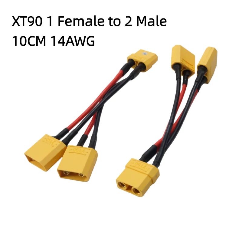 XT90 Parallel Battery Connector Male/Female Cable Dual Extension Y Splitter 10cm 14AWG Silicone Wire for RC Battery Motor