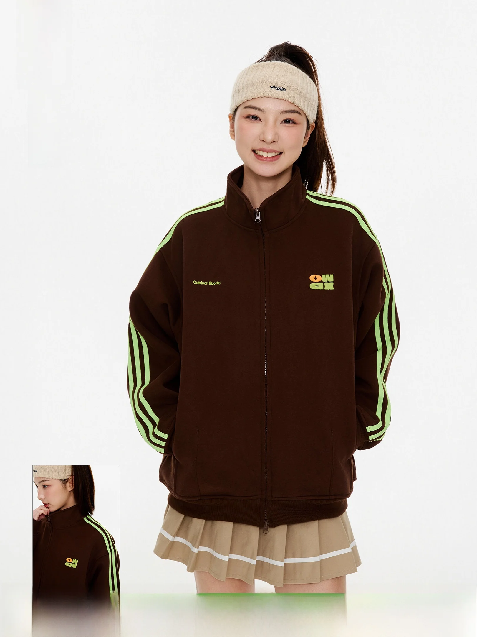 

Кардиган Ox American Sport с полосатым воротником, свободный крой, унисекс, с логотипом, повседневный, из смесового хлопка и полиэстера