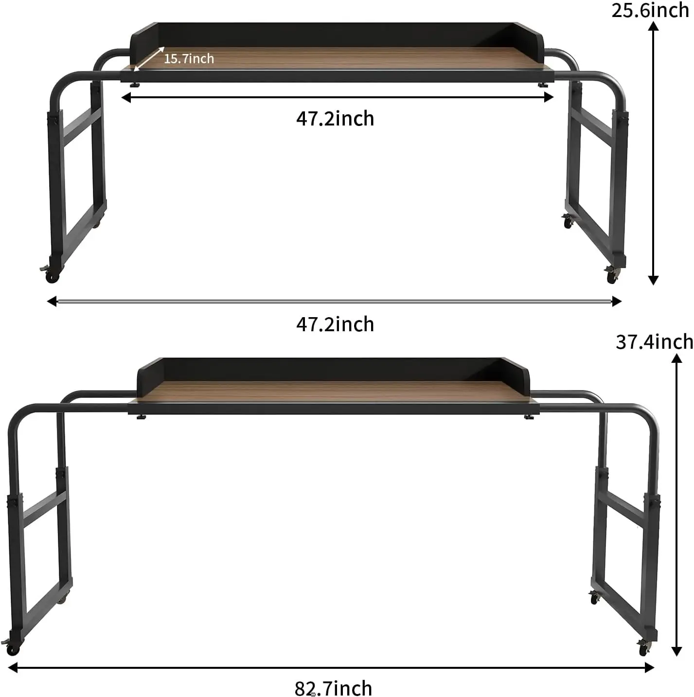 Nachtkastje, bovenbedtafel met in hoogte verstelbare wielen, laptoptafel voor bed, bedladen om te eten, gebouwd in ziekenhuis
