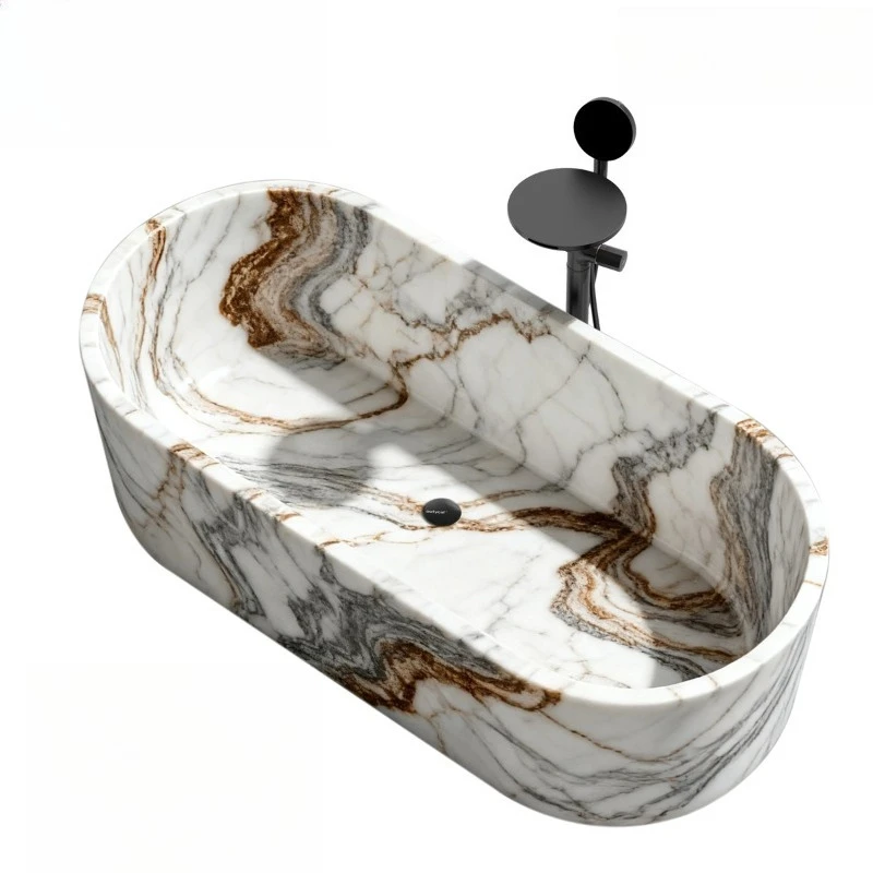 Marble pattern bathtub villa independent bath basin Internet celebrity homestay artificial stone bathtub