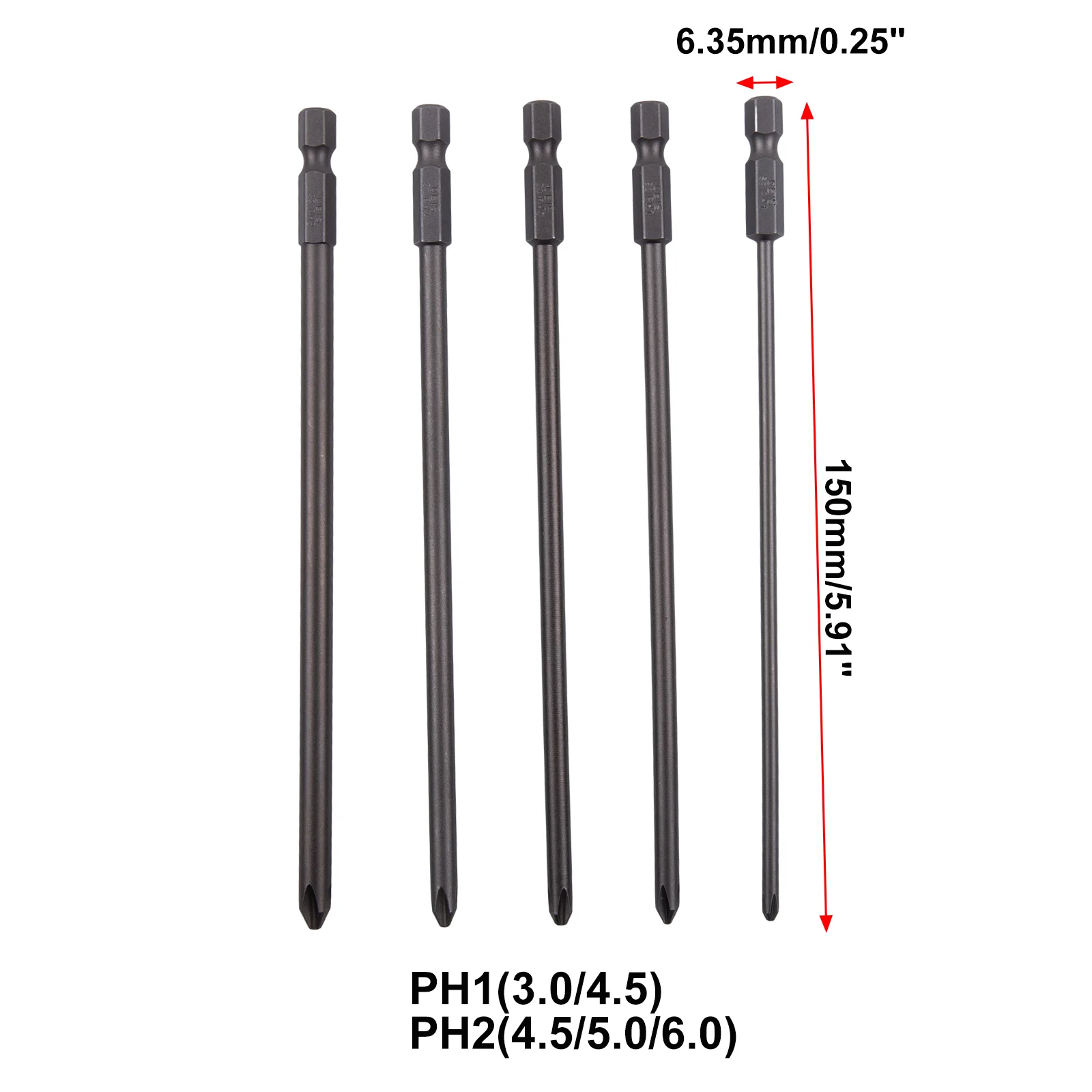 

5PCS Screwdriver Bit 6.35mm 1 4 Magnetic Steel Shank PH1 PH2 Cross Screwdriver Bits Air Screwdrivers Electric Drills Parts