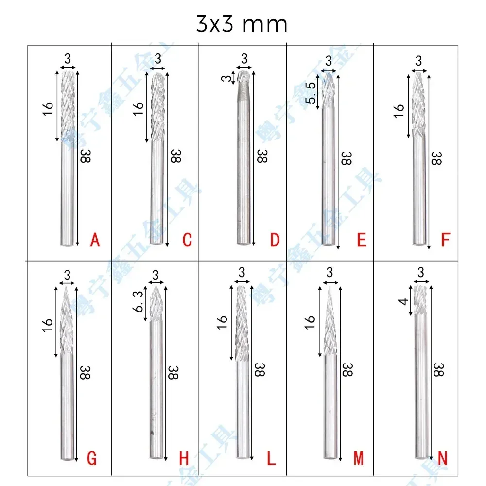 Prodrills 20Pcs Carbide Rotary Files 3x3+3x6mm Single Double-Striped Mixed Router Rasps Rotary Burrs Set