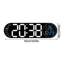 KX4B Elegant LED Digital Wall Clock with Remote Control and 2 Alarms for Home Use