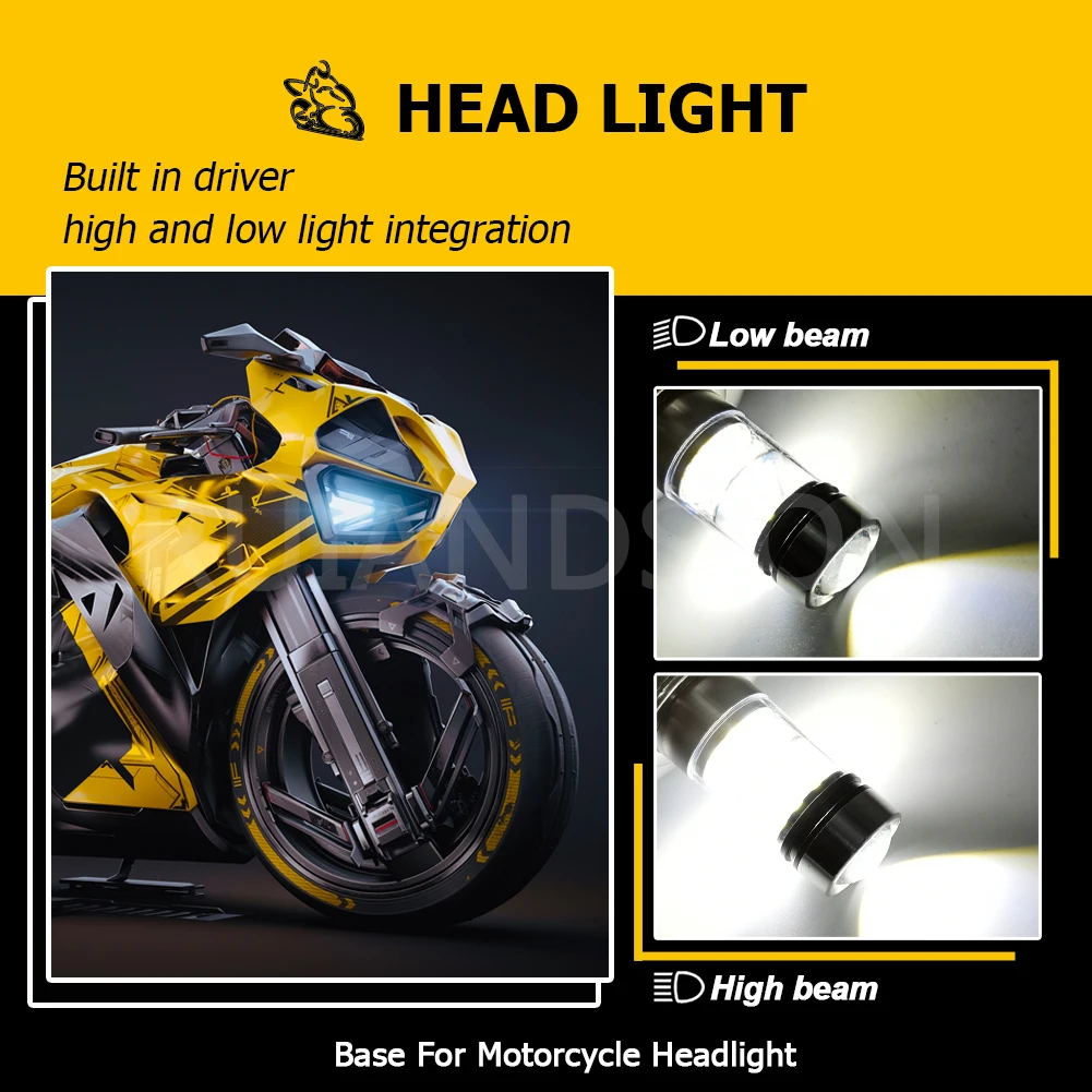 Ruiandsion 2Pcs P45T 20XBD LED For BMW GS1200 KTM 1290 Motorcycle Headlight DC 10-30V Fog Night Riding White/Yellow Light